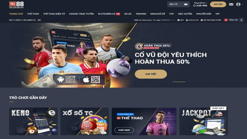 M88 là một trong những sân chơi hấp dẫn có lượng người chơi đông đảo